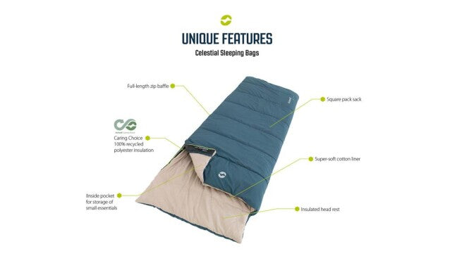 Outwell Celestial Sleeping Bag Green "L Zip"