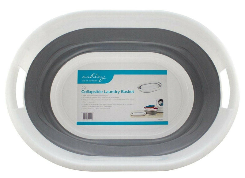 Collapsible 22lt Laundry Basket (grey and white)