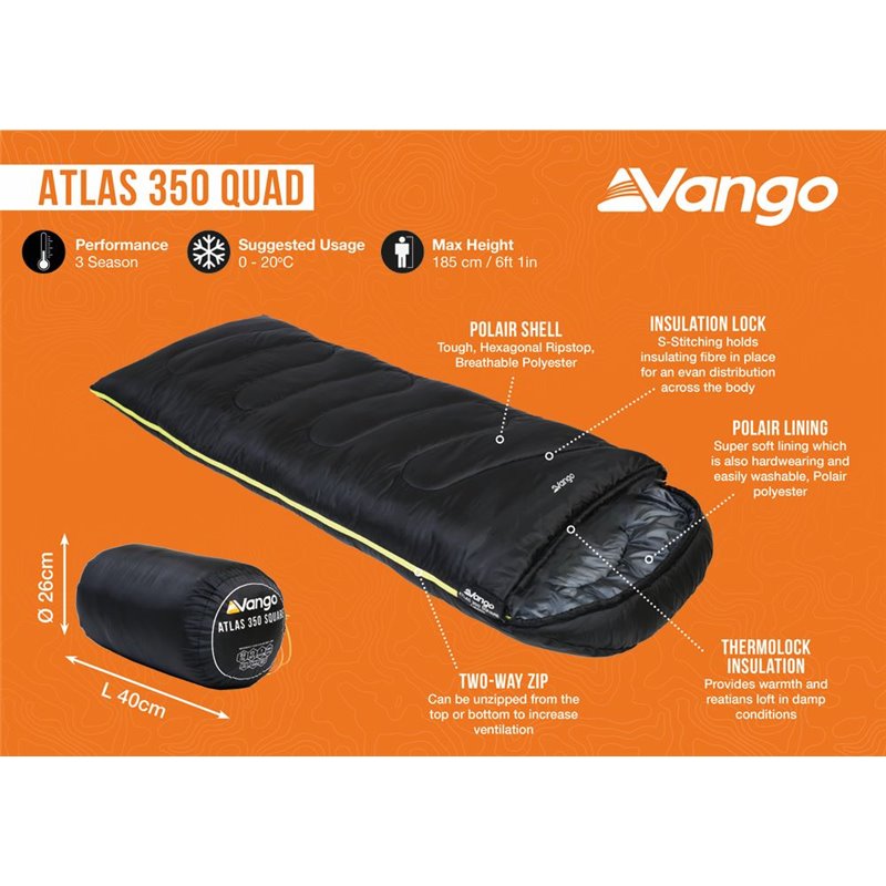Vango Atlas 350sq Quad Sleeping Bag Black