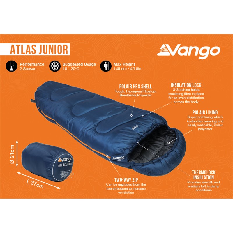Vango Atlas Junior Sleeping Bag Ink Blue 2024