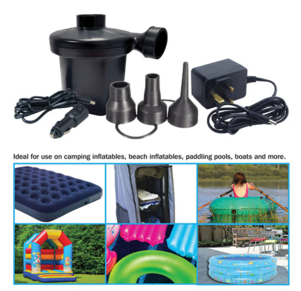STREETWIZE HIGHVOLUME LOWPRESSURE AIR PUMP 12V/230V S.K Camping & Leisure