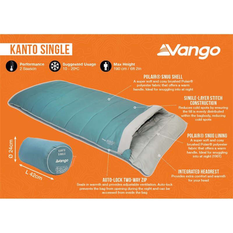 Vango Kanto Single Sleeping Bag Mineral Green 2024