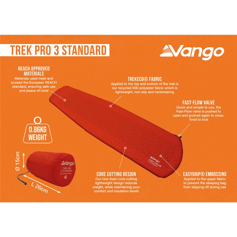 Vango Trek Pro Mat Standard 3cm Tango Red