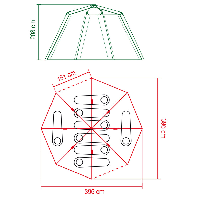 Coleman Octagon 8 Shelter Floorplan