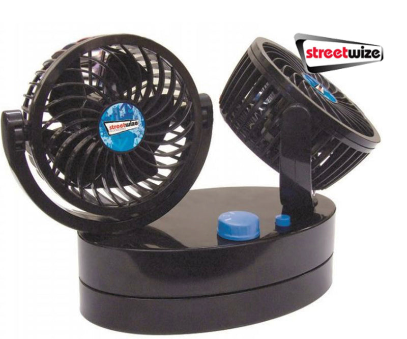Streetwize 12v Cyclone 2 Twin Oscillating Fan
