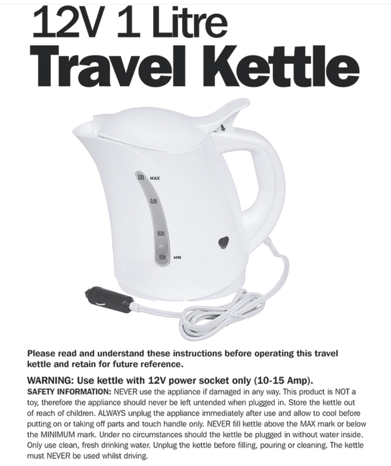 Streetwize 1Litre 12volt Travel Kettle
