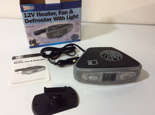 12 volt heater, fan & defroster with light