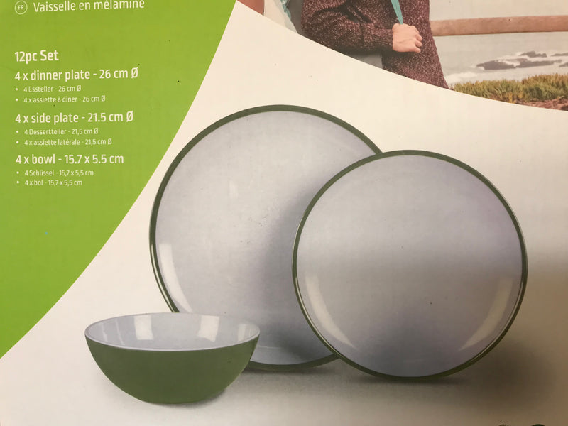 Kampa fern green 12pc melamine set