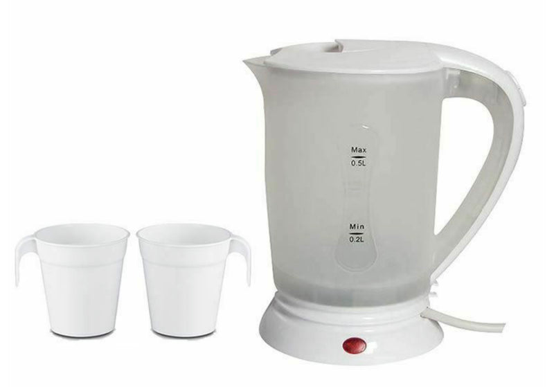 Kingavon 0.5L Travel Kettle With Cups - Dual Voltage