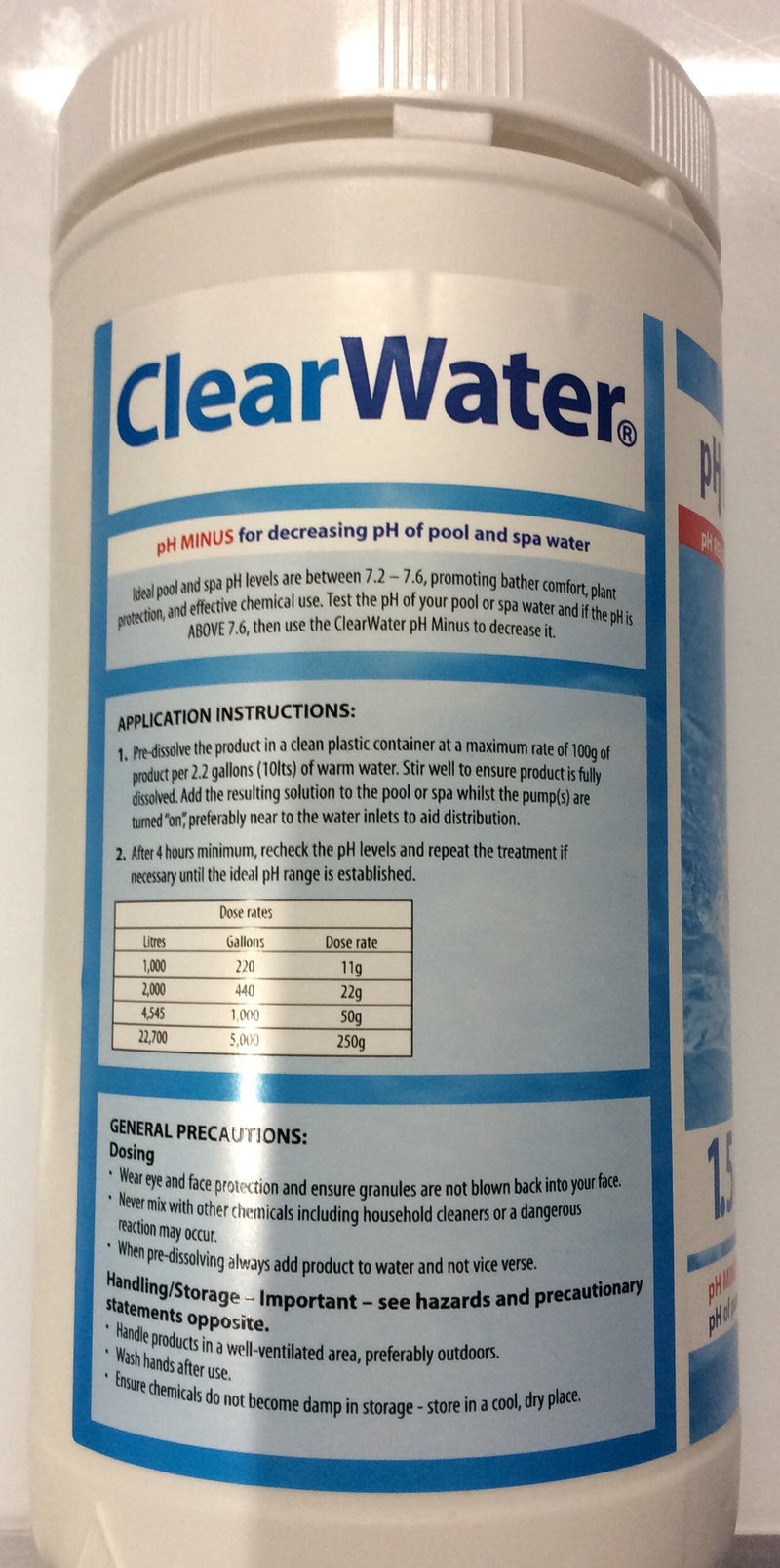 Ph minus for pool, hot tubs and spa 1.5kg sodium hydrogen sulphate