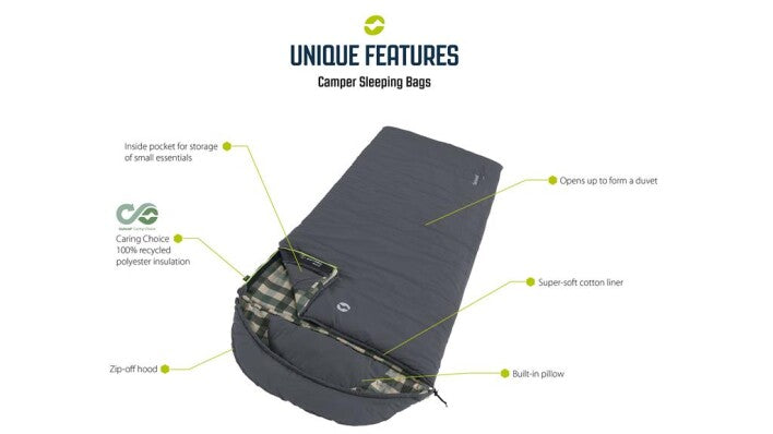 Outwell Camper Lux Double Sleeping Bag Green