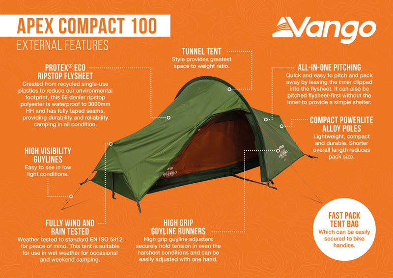 Vango Apex 100 Compact Backpacking Tent 2026