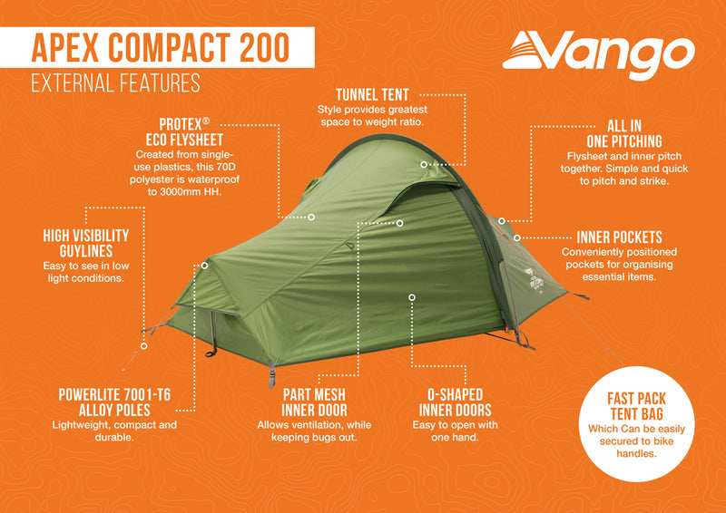 Vango Apex 200 Compact Backpacking Tent 2025