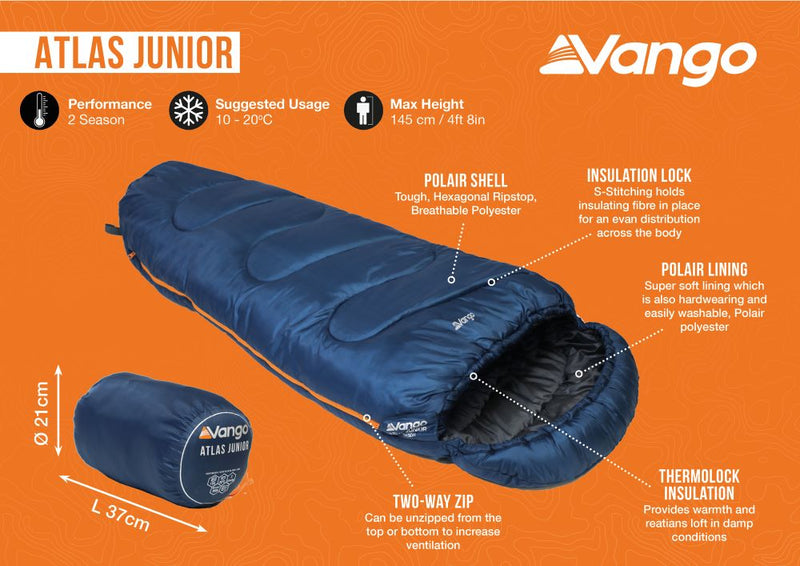 Vango Atlas Junior Sleeping Bag Midnight Navy