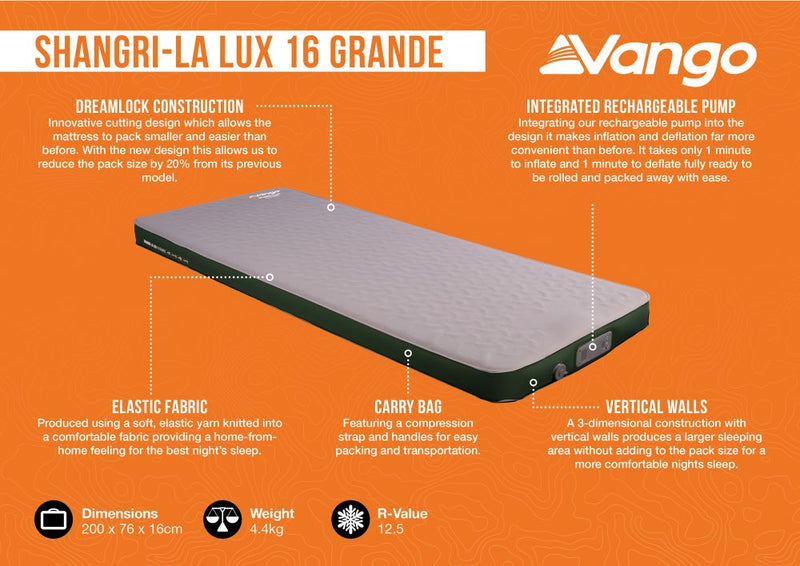 Vango Shangri-La Lux Grande 16cm Self-Inflating Mattress