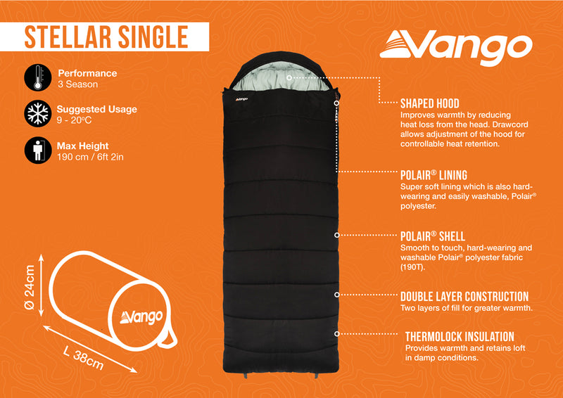 Vango Stellar Single Sleeping Bag Black