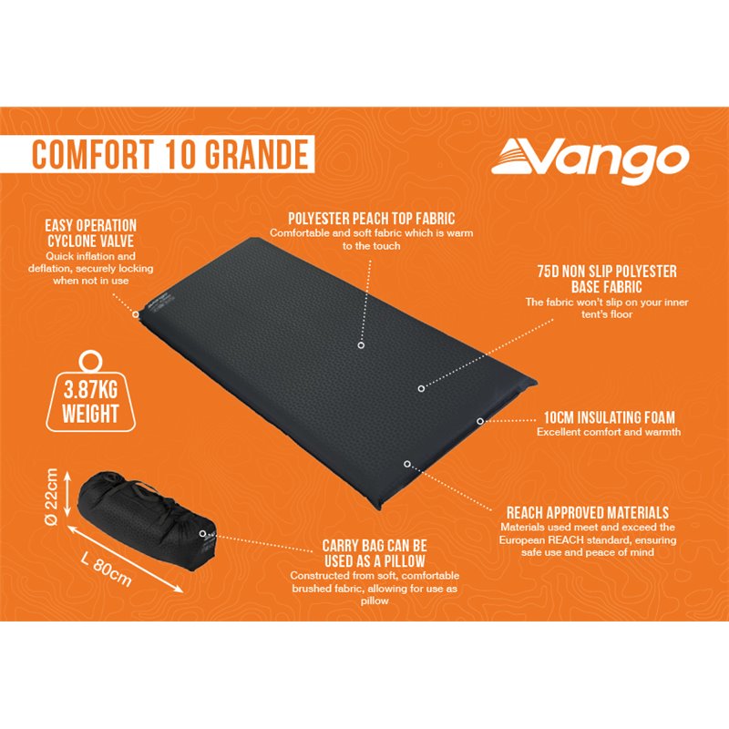 Vango Comfort Mat Grande 10cm Shadow Grey