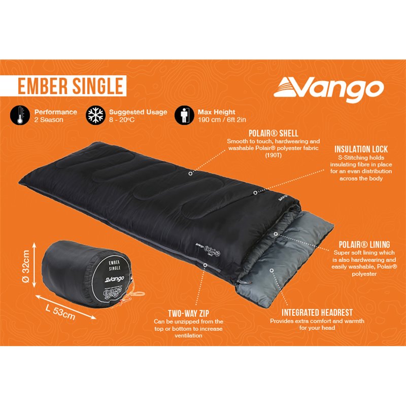 Vango Ember Single Sleeping Bag Black