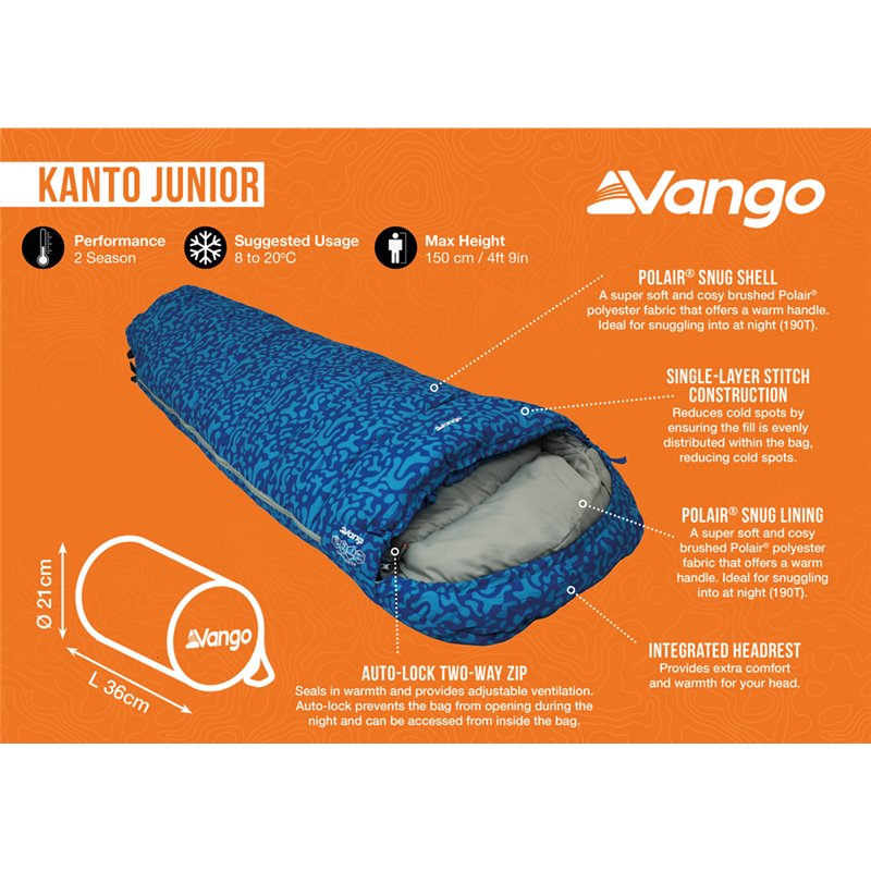 Vango Kanto Junior Sleeping Bag Atlantic Blue 2024