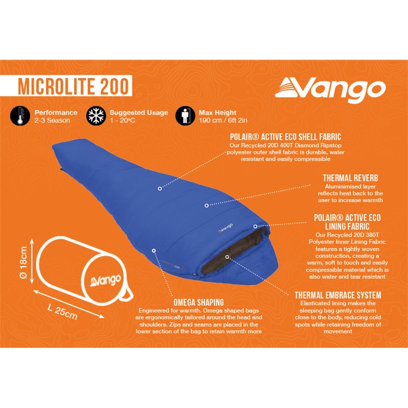 Vango Mircolite 200 Sleeping Bag Classic Blue