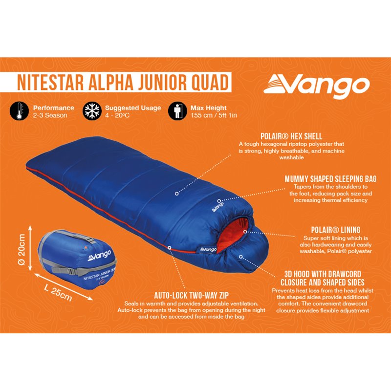 Vango Nitestar Alpha Junior Quad Sleeping Bag Classic Blue
