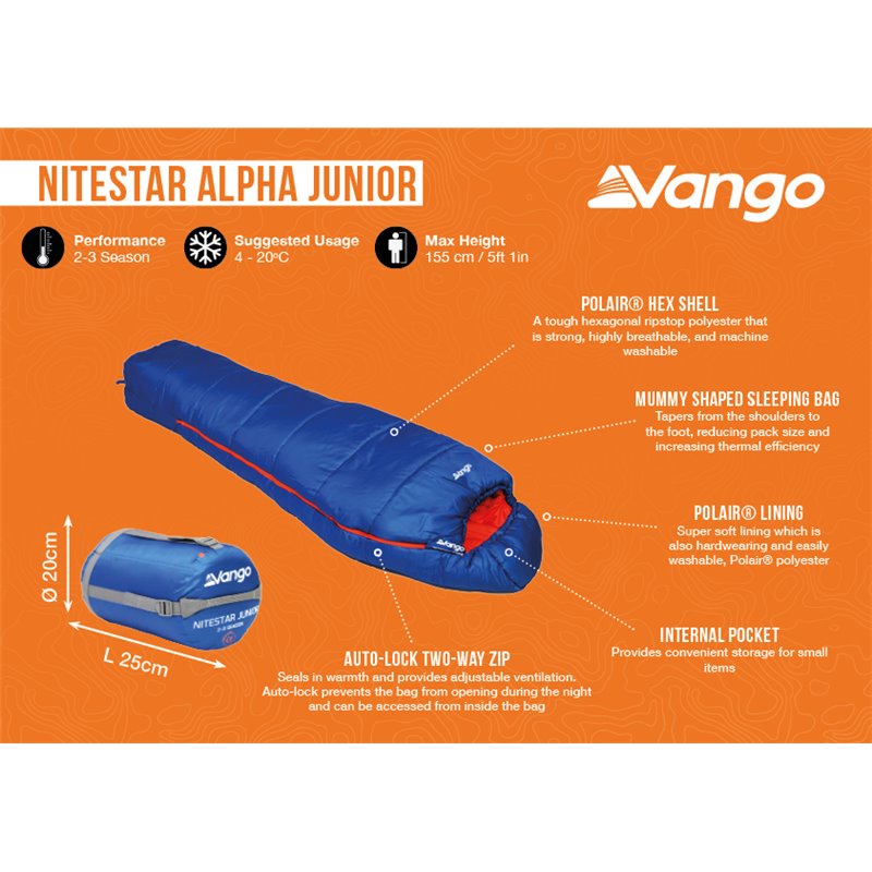 Vango Nitestar Alpha Junior Sleeping Bag Classic Blue