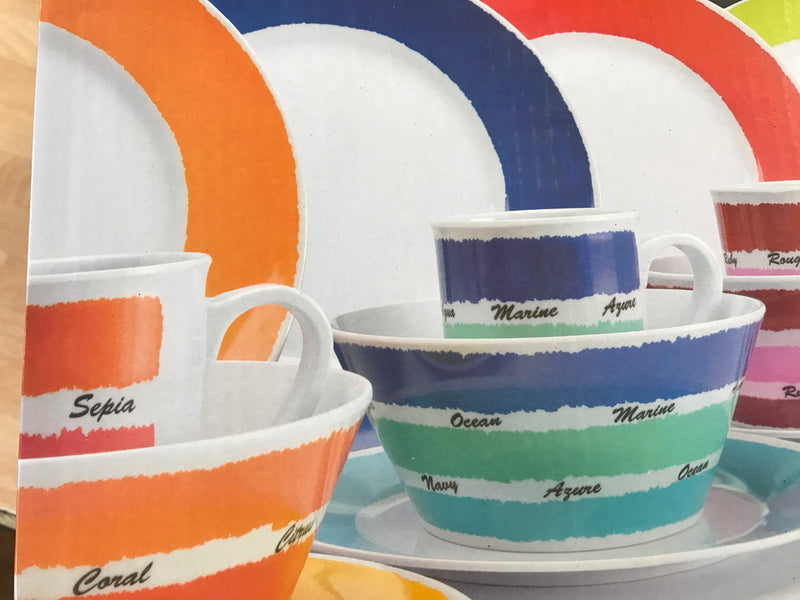 Flamefield Colours 16pc Melamine Dinner Set