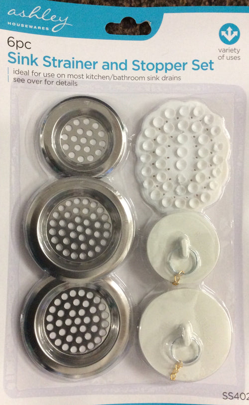 Sink strainer and stopper set 6pc