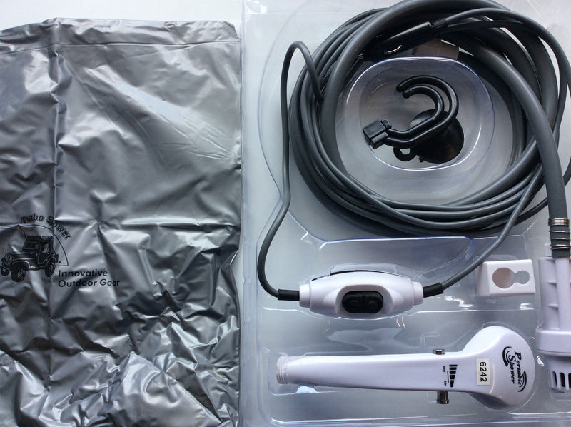 Portable shower 12 volt with pump and fittings