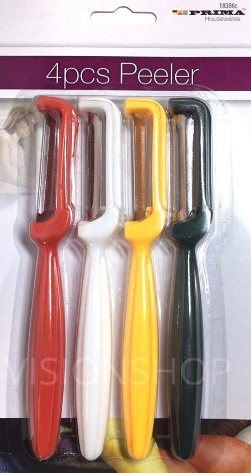 PRIMA New 4 Pc Piece Fruit Vegetable Potato Peeler - Red, Yellow, White & Green