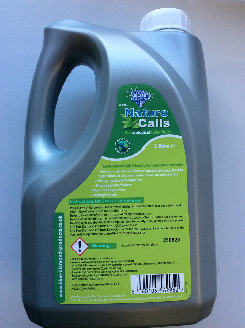 Environmentally friendly toilet Nature Calls chemical 2lt fluid