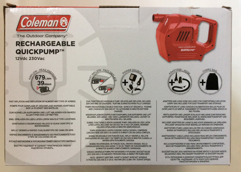 Coleman Rechargeable Quickpump 12v/230v