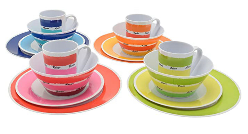 Flamefield Colours 16pc Melamine Dinner Set