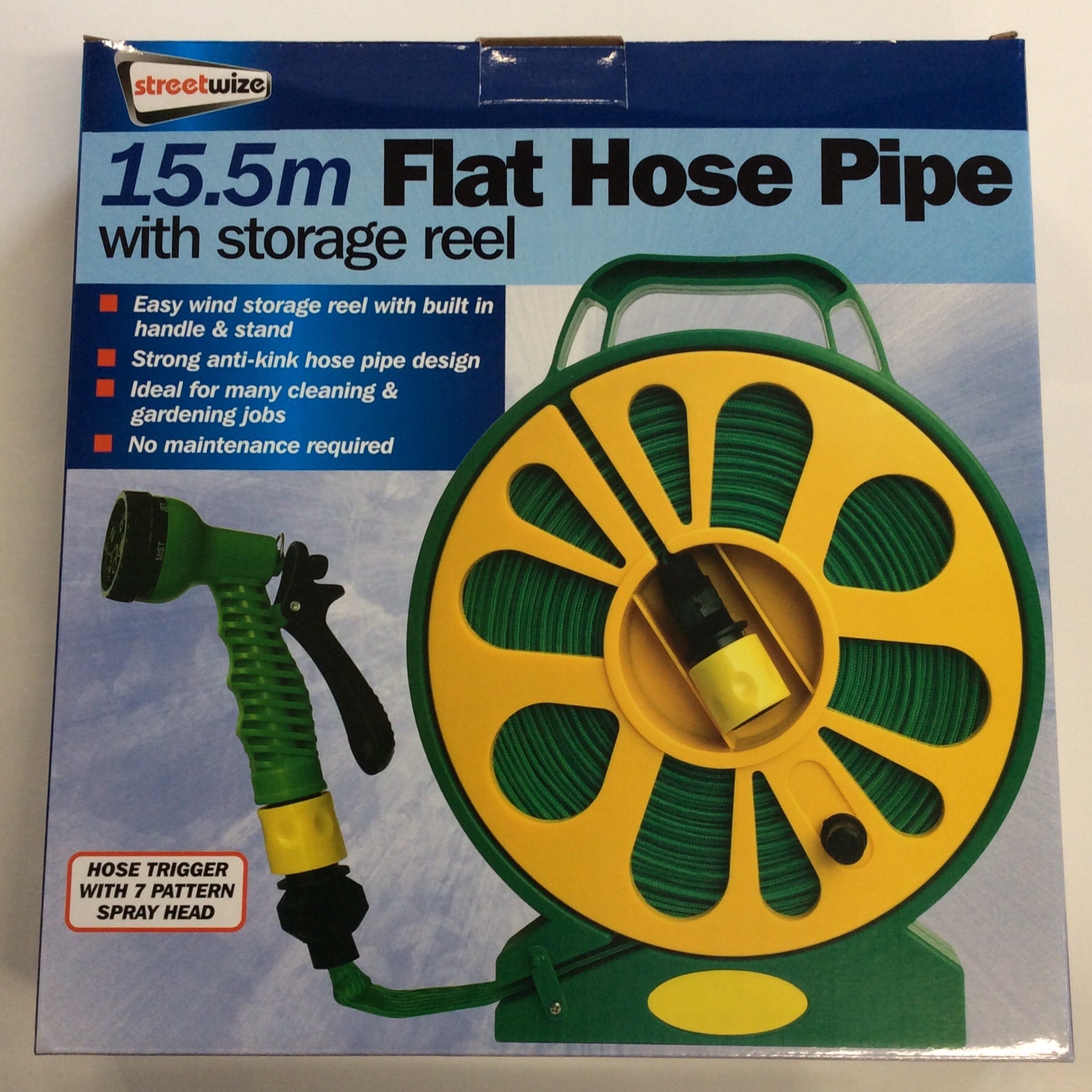 Flat hose pipe 15.5mt on storage reel – S.K Camping & Leisure