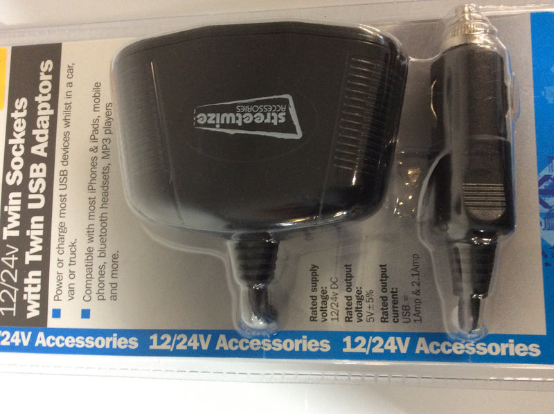 12/24 volt Twin Sockets with USB adapters
