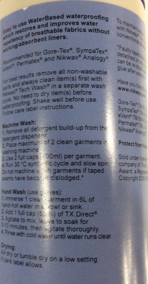Nikwax TX Direct wash in 300ml bottle