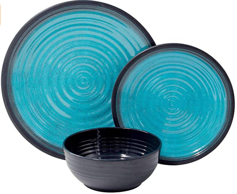 Flamefield Granite Aqua 12pc Melamine Set