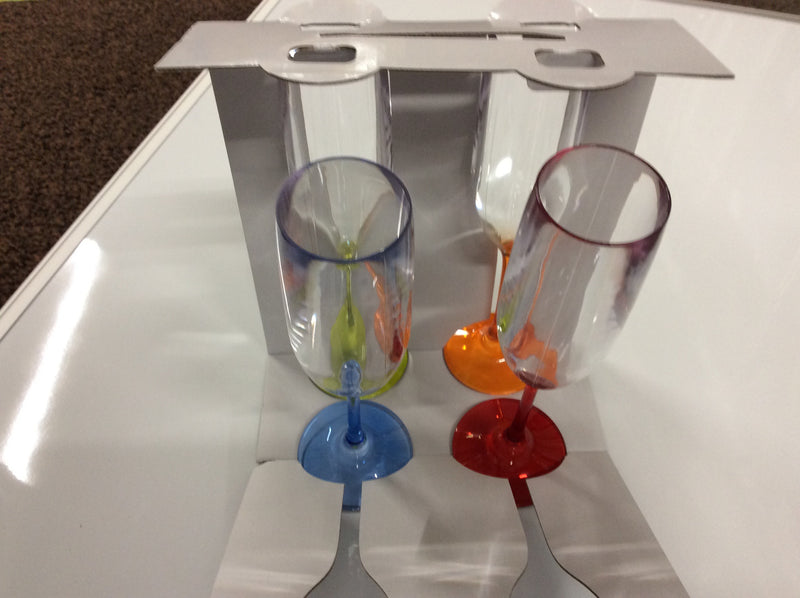 Prosecco flutes 1 x 4 7oz glasses in four mixed coulors