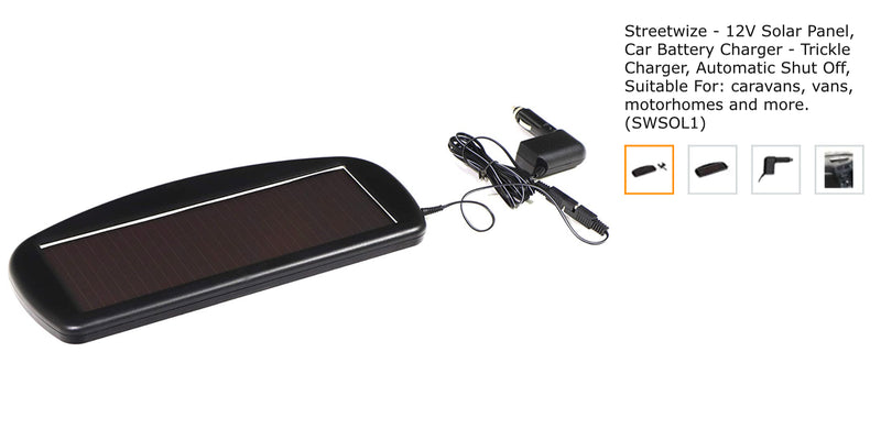Streetwize Solar Battery Charger 1.5 Watt