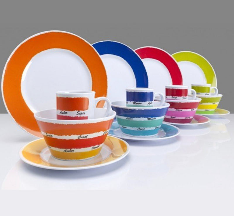 Flamefield Colours 16pc Melamine Dinner Set