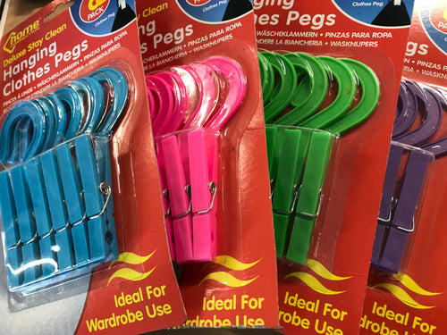 Hanging Clothes Pegs pack of six