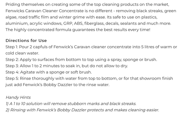 Fenwicks caravan cleaner concentrated