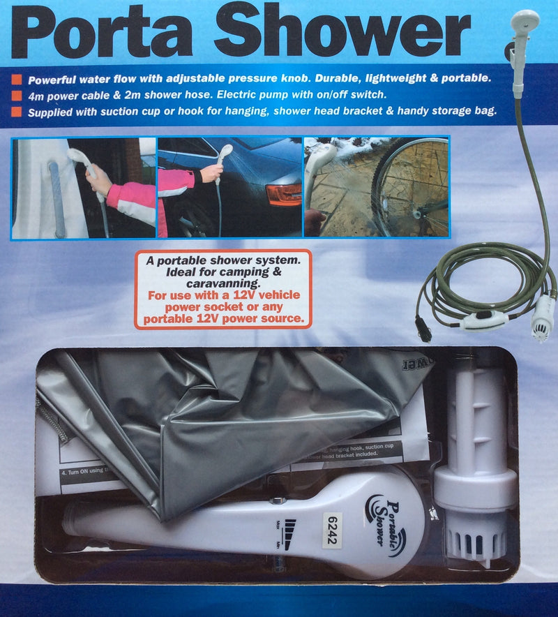 Portable shower 12 volt with pump and fittings