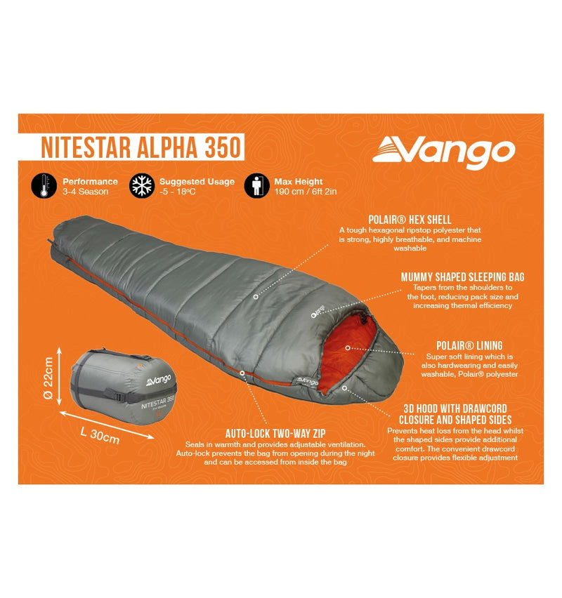 Vango Nitestar Alpha 350 Sleeping Bag Fog